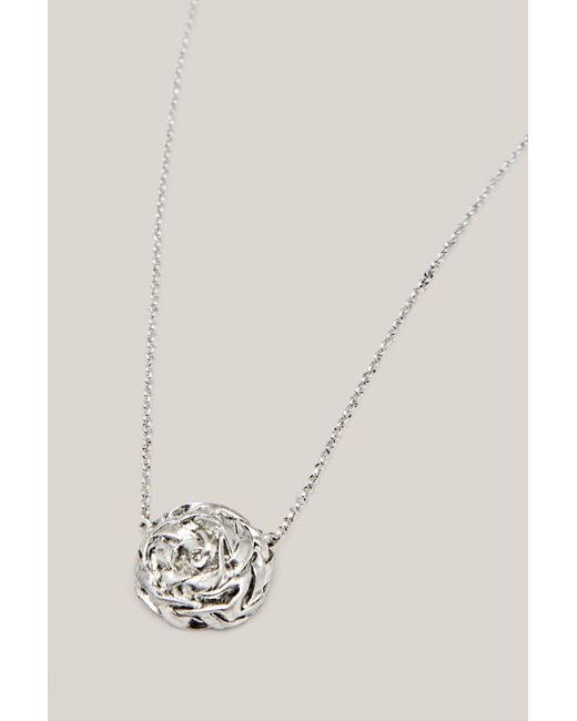 MASSIMO DUTTI Metallic Basket-Texture Round Piece Necklace
