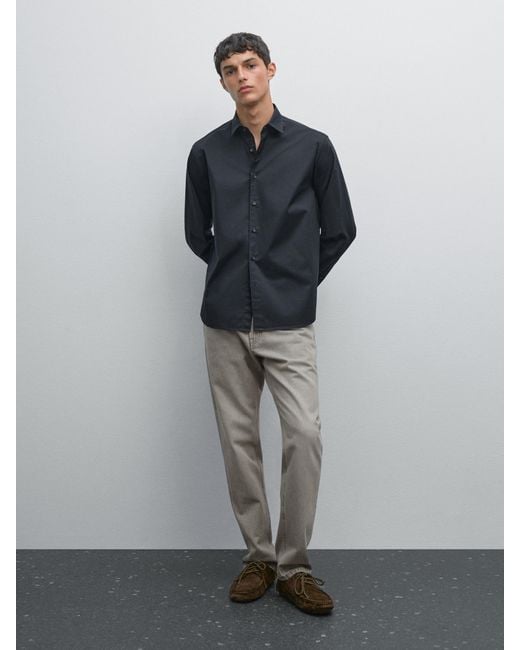 Camisa Confort Twill MASSIMO DUTTI de hombre de color Gray