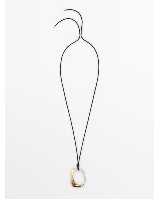 MASSIMO DUTTI Multicolor Leather Cord Necklace With Irregular Pendant