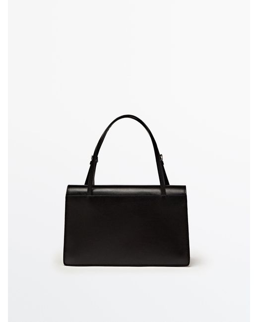 MASSIMO DUTTI Nappa Leather Shoulder Bag With Double Handle in Black Lyst