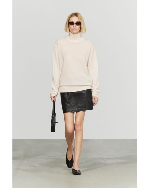MASSIMO DUTTI Natural 100% Cashmere High Neck Knit Sweater
