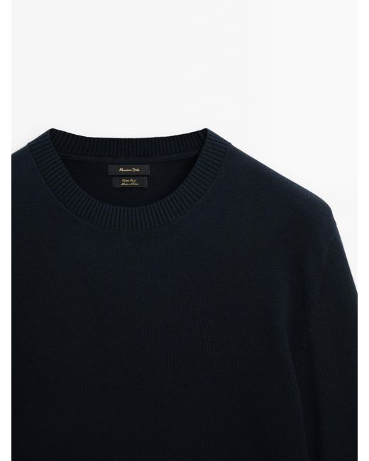 MASSIMO DUTTI Blue Wool Blend Knit Sweater With Crew Neck for men