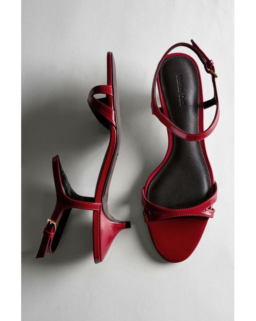 MASSIMO DUTTI Red Low-Heel Leather Sandal