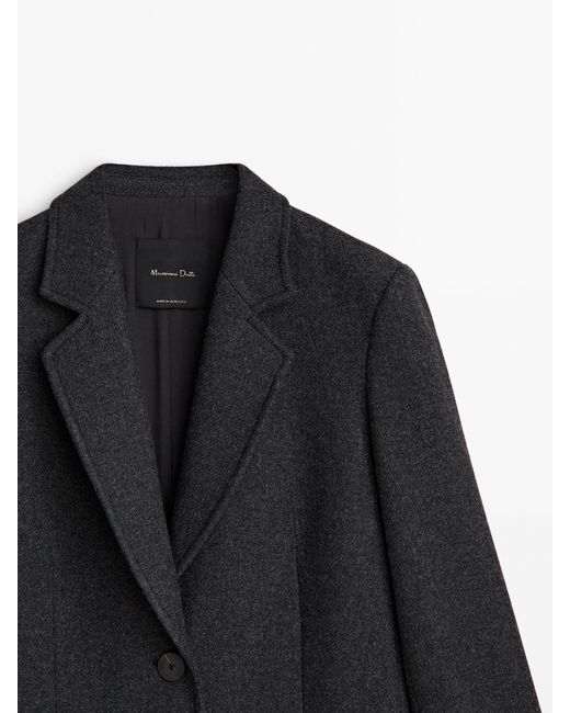 MASSIMO DUTTI TwoButton Wool Blend Coat in Black Lyst