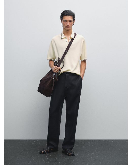 Polo Punto 100% Algodon MASSIMO DUTTI de hombre de color White