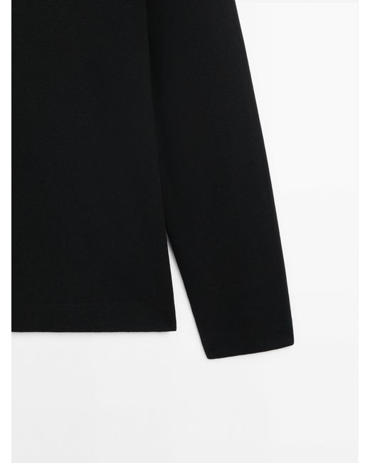 MASSIMO DUTTI Polo Collar Milano Knit Sweater in Black for Men Lyst