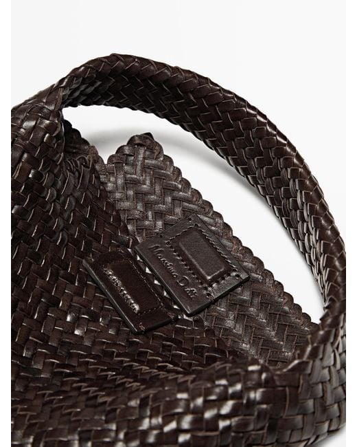 MASSIMO DUTTI Black Woven Nappa Leather Mini Bag