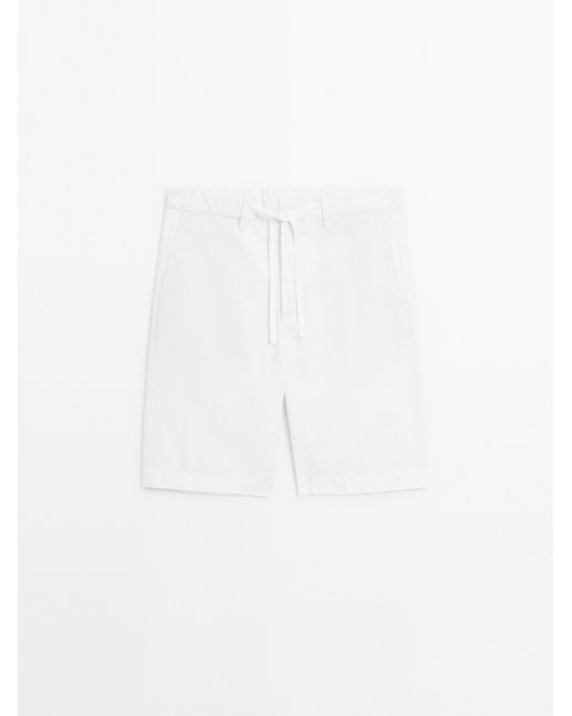 MASSIMO DUTTI Semi-Jogger Bermuda Van Katoenmix in het White voor heren