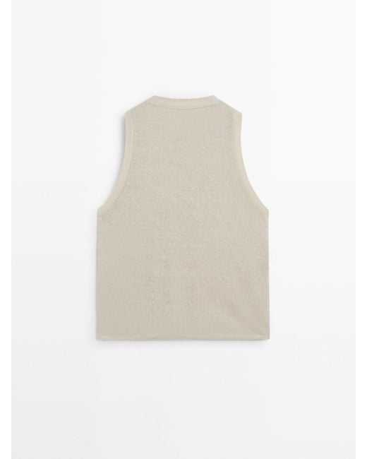 MASSIMO DUTTI White Sleeveless Top With Opening Detail