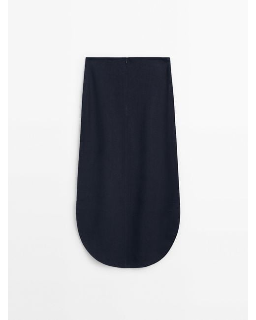 MASSIMO DUTTI Blue Denim Midi Skirt