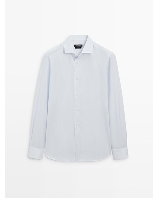 MASSIMO DUTTI Blue 100% Cotton Slim Fit Shirt for men