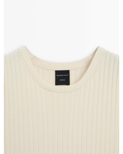 MASSIMO DUTTI White Knit Top With Vent Detail