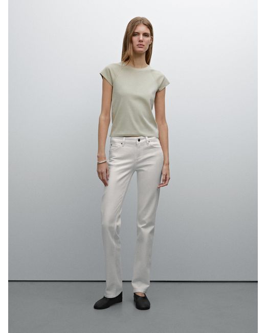 Jean Straight Taille Basse MASSIMO DUTTI en coloris Gray