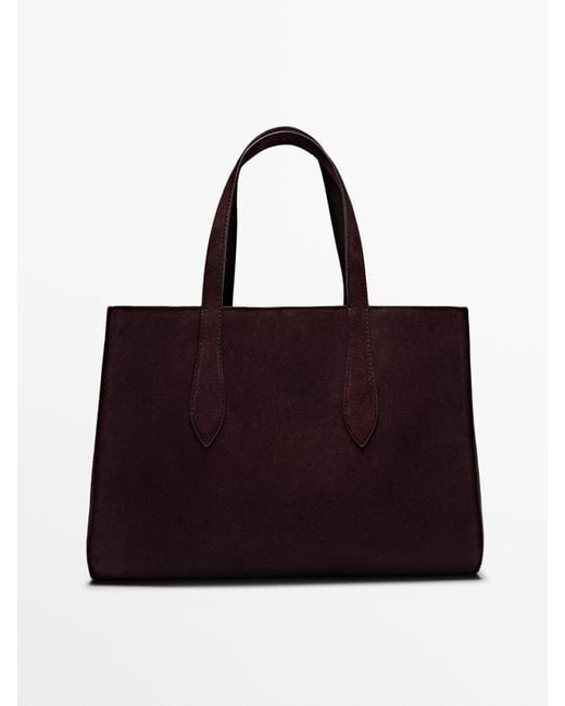 Massimo Dutti ☆ ハーフアイコン スプリットスエードバッグ Half icon split suede bag · Sand · Leather Outerwear