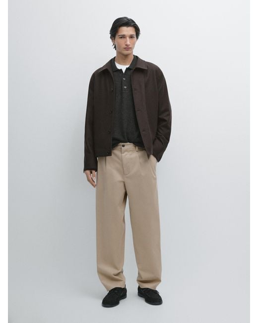 MASSIMO DUTTI Multicolor Cotton Blend Darted Trousers for men