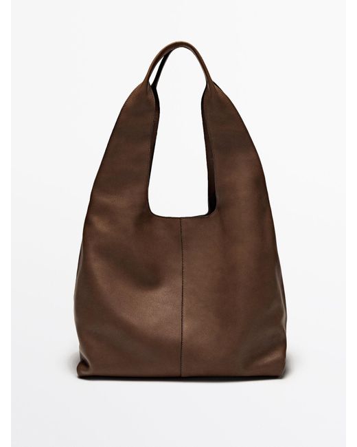 MASSIMO DUTTI Brown Nappa Tote Bag