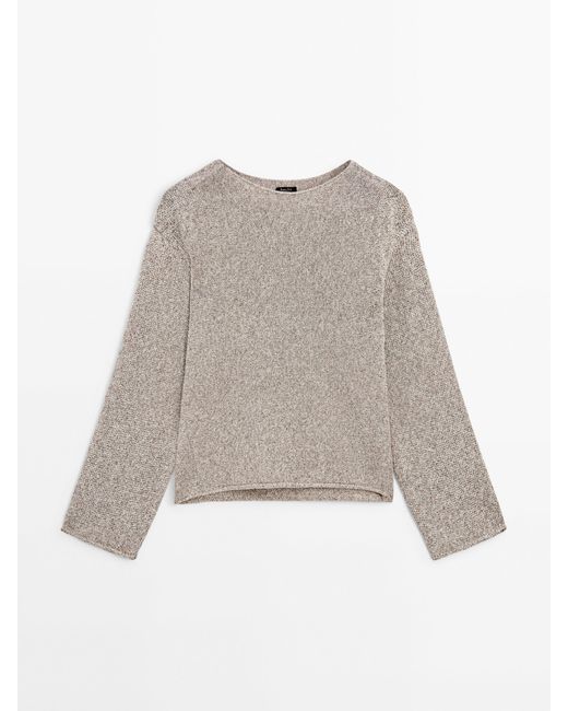 MASSIMO DUTTI Natural Knit Sweater With Textured Detail