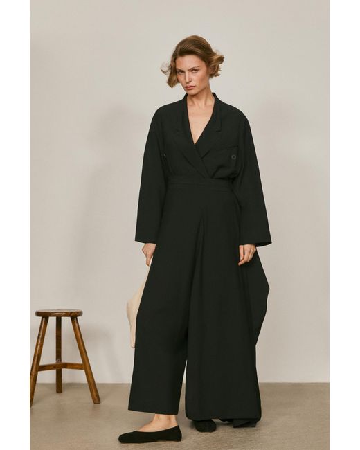 MASSIMO DUTTI Black Skort With Side Slit Detail