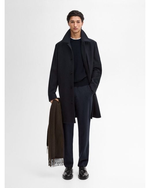 MASSIMO DUTTI Blue 100% Wool Long Coat for men