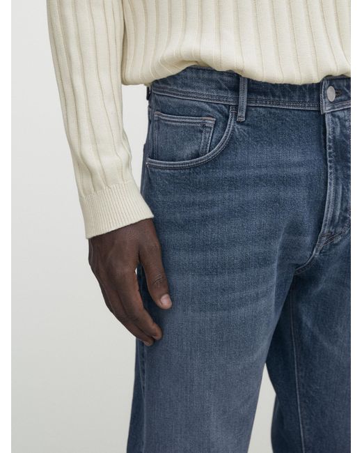 MASSIMO DUTTI Blue Slim-Fit Stonewash Jeans for men