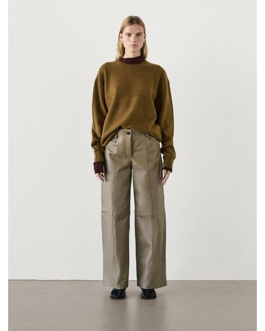 【Massimo Dutti】Wide-leg trousers with seam details Wide-leg trousers with seam details - Studio · Brown
