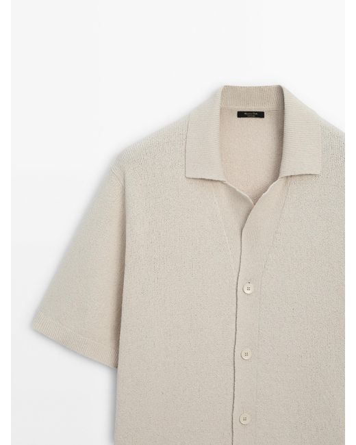 MASSIMO DUTTI White Short Sleeve Knit Cardigan for men