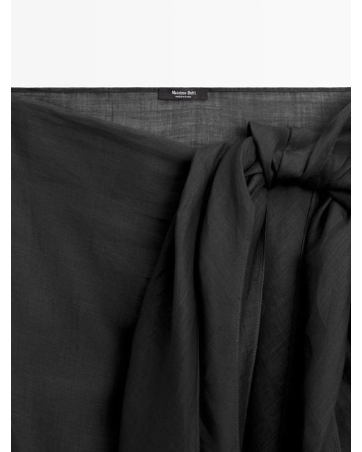 MASSIMO DUTTI Natural 100% Ramie Pareo Skirt