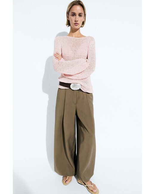 MASSIMO DUTTI Pink Boat Neck Knit Sweater