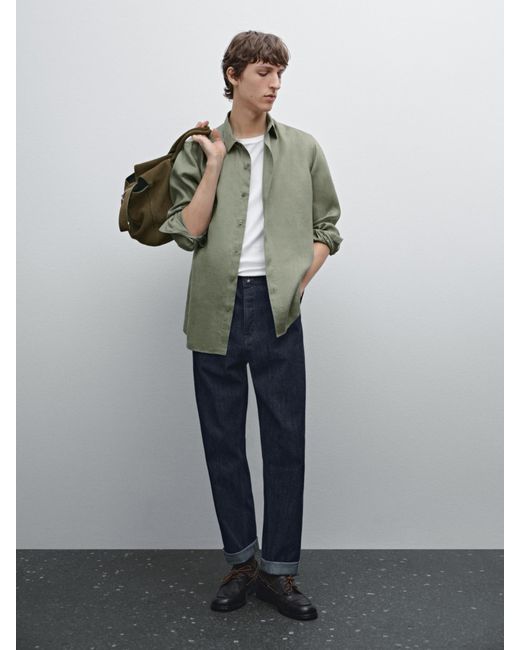 MASSIMO DUTTI Hemd Im Slim-Fit Aus 100 Leinen in Gray für Herren