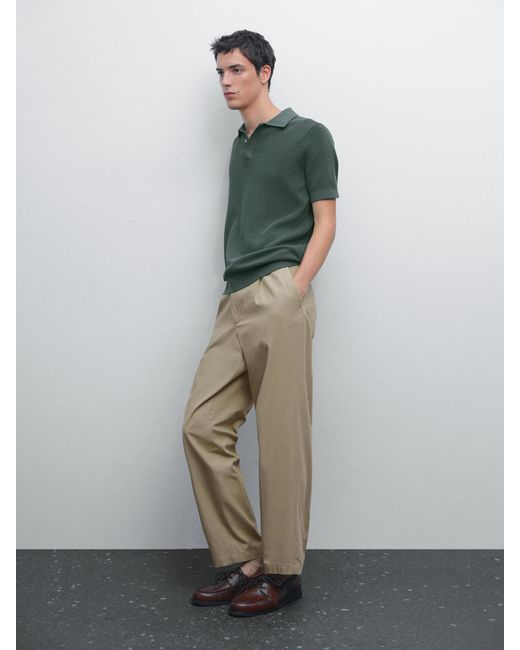 Polo En Maille Texturée De Coton MASSIMO DUTTI pour homme en coloris Green