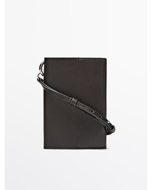 MASSIMO DUTTI Black Nappa Leather Passport Cover