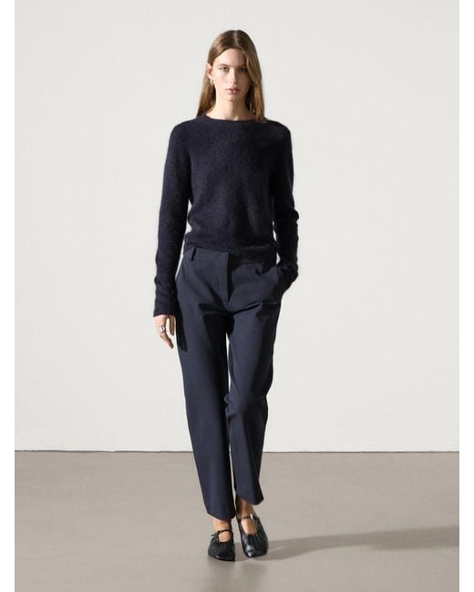 MASSIMO DUTTI Blue Straight-Fit Hose Aus Funktionsstoff