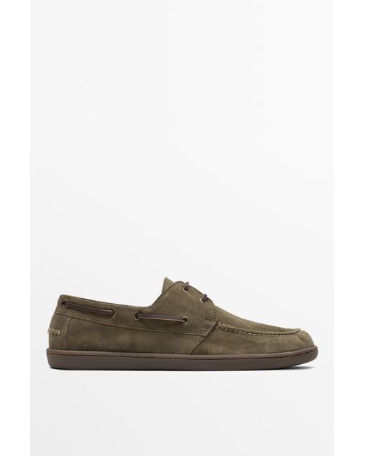MASSIMO DUTTI Brown Soft Leather Boat Shoe for men