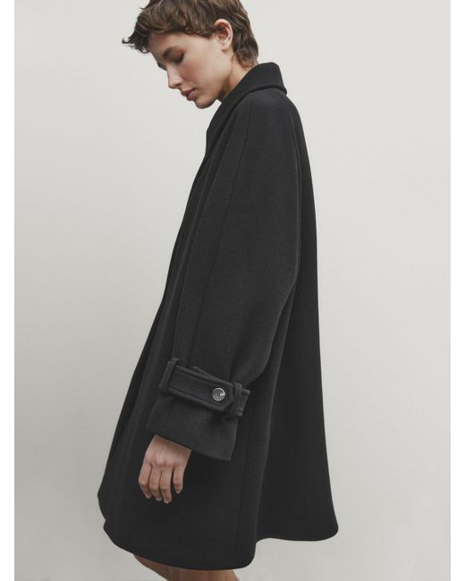 MASSIMO DUTTI TabardEffect Wool Blend Coat in Blue Lyst