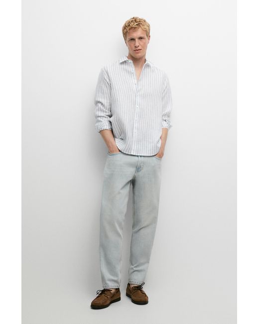 MASSIMO DUTTI Gray 100% Linen Regular Fit Shirt for men