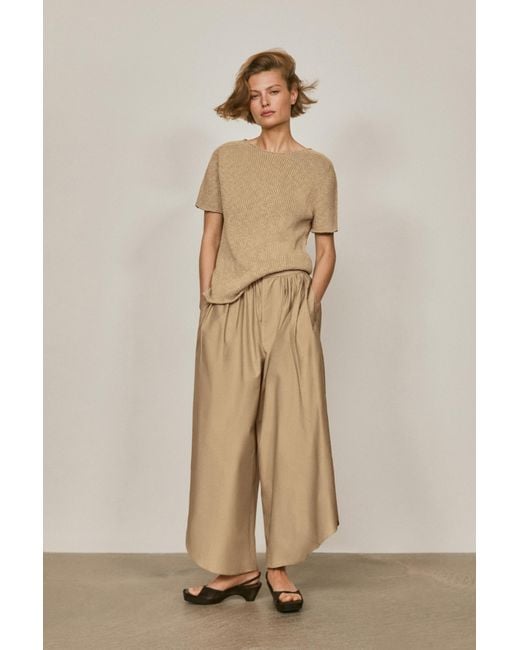 MASSIMO DUTTI Natural Culottes With Pleated Details