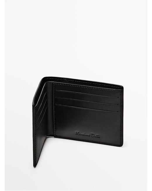 MASSIMO DUTTI Black Leather Wallet for men