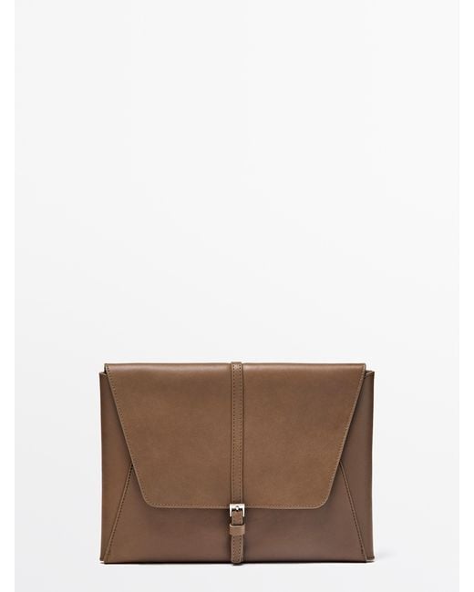 MASSIMO DUTTI Brown Nappa Leather Ipad Case