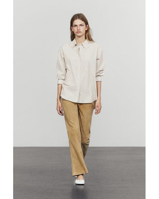 MASSIMO DUTTI White 100% Cotton Check Shirt