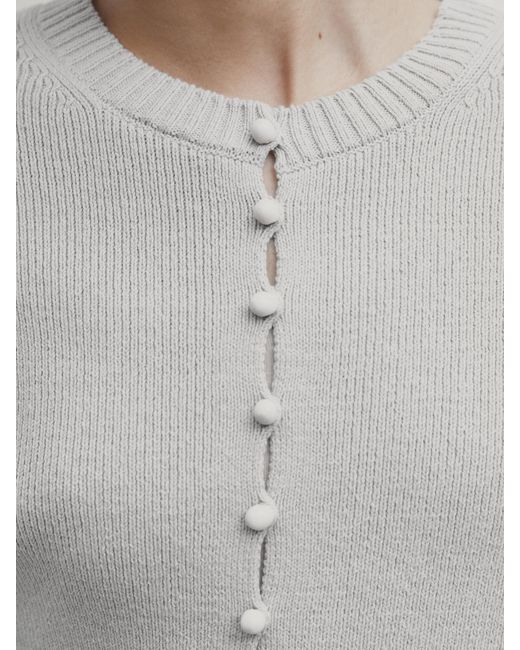 MASSIMO DUTTI White Knit Cardigan With Ceramic Buttons