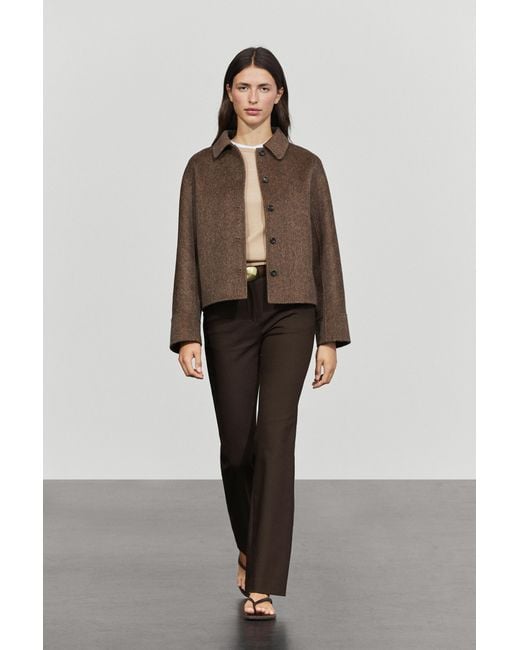 MASSIMO DUTTI Brown Short Button-Up Coat
