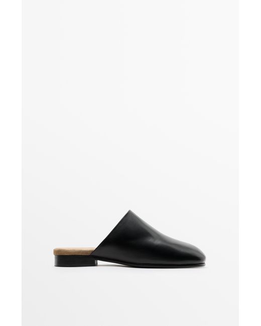 MASSIMO DUTTI Black Soft Leather Mule