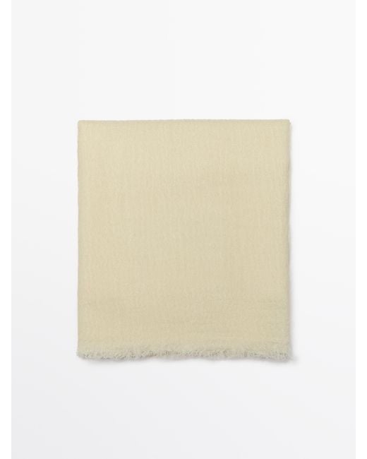 MASSIMO DUTTI Natural Lightweight Wool Blend Scarf