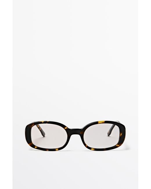 MASSIMO DUTTI Black Oval Tortoiseshell-Effect Sunglasses