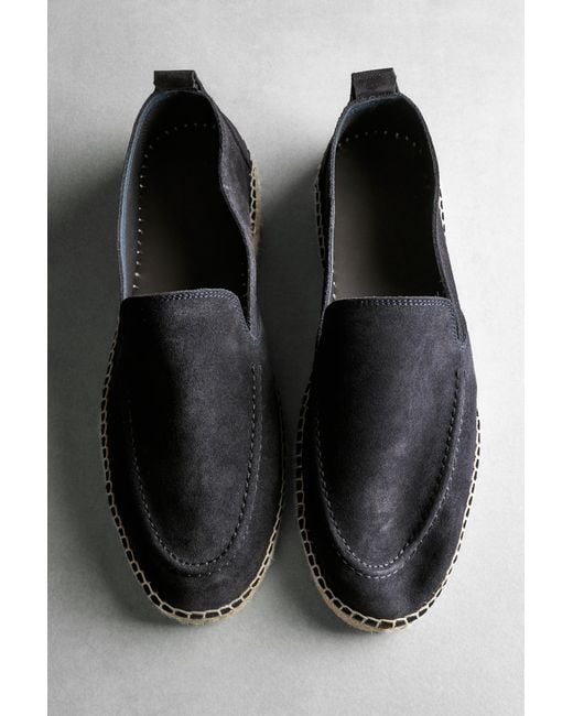 MASSIMO DUTTI Black Leather Espadrilles With Moc Toe for men