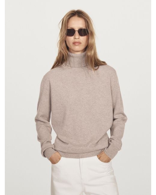 Jersey Punto Cuello Cisne 100% Cashmere MASSIMO DUTTI de color Natural