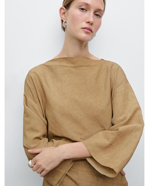 MASSIMO DUTTI Natural Midi Dress With Seam Details