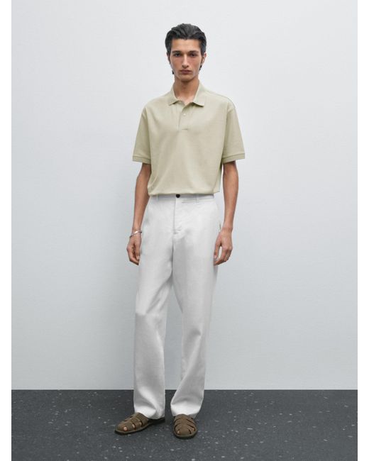 MASSIMO DUTTI Slim-Fit-Poloshirt Aus Baumwollmischgewebe in White für Herren