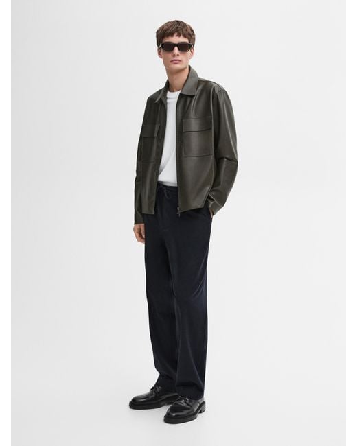 MASSIMO DUTTI Multicolor Short Nappa Leather Jacket for men