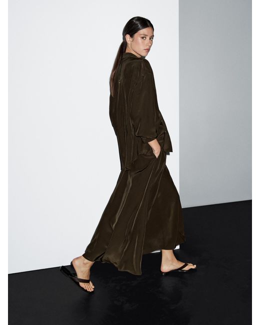 MASSIMO DUTTI Black Flowing Flared Skirt